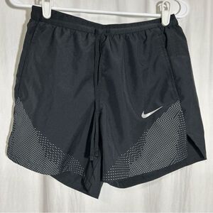 Nike Women’s Small Running Division Dri Fit Black Shorts Zip Pockets Front Ties